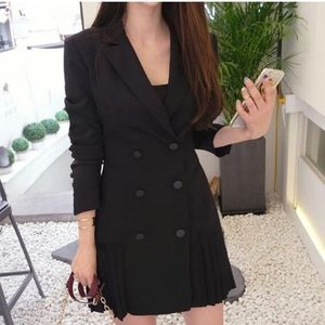 Korean Style Double Breasted Pleated Blazer